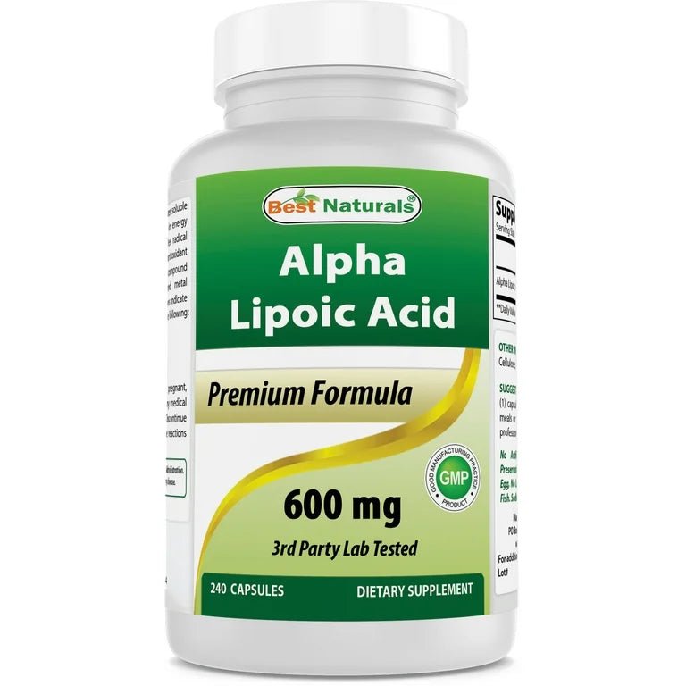 Best Naturals Alpha Lipoic Acid 600 mg - ALA | Supports Vision and Nerve Function | A Must - Have for Diabetics | 240 Capsules Exp 03/2027 - Ome's Beauty Mart