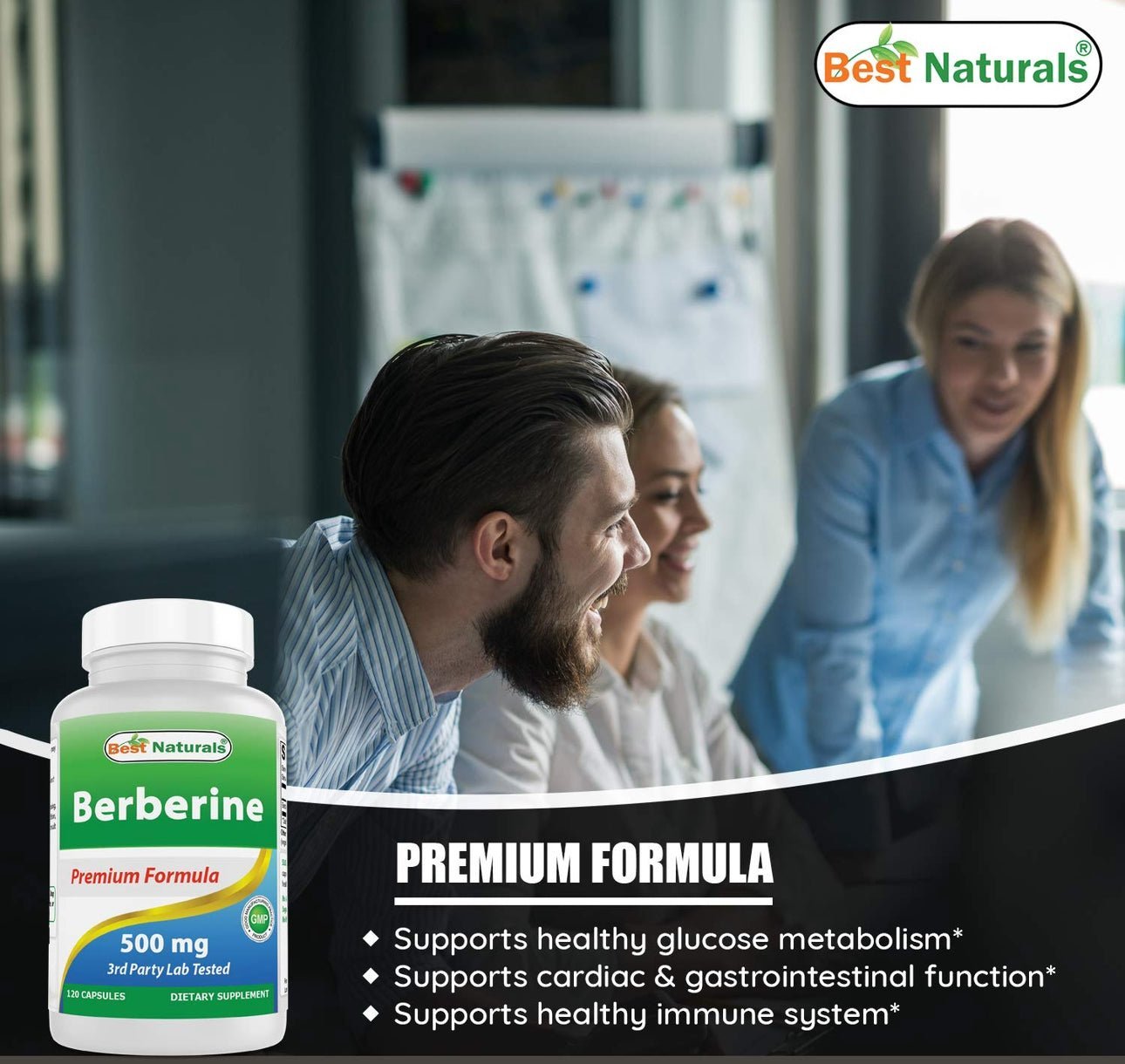 Best Naturals Berberine HCl 500mg | For Healthy Glucose Metabolism | Supports Immune, Cardiovascular & Gastrointestinal Function | 120 Capsules Exp: 11/2026 - Ome's Beauty Mart