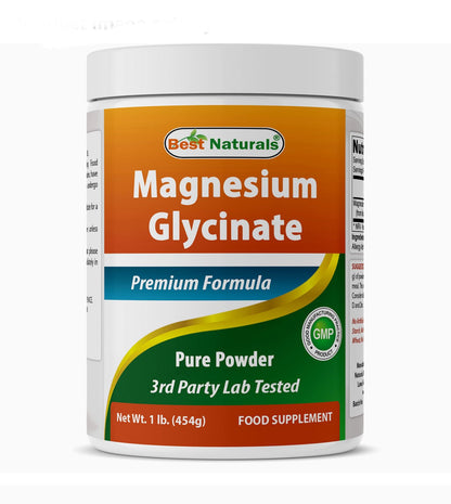 Best Naturals Magnesium Glycinate Powder 750mg (per Serving) | 605 Servings | Supports Nerve & Muscle Function | Supports Healthy Bones | Great for Couples | Unflavored- 1Lb/454g Exp 10/2026 - Ome's Beauty Mart