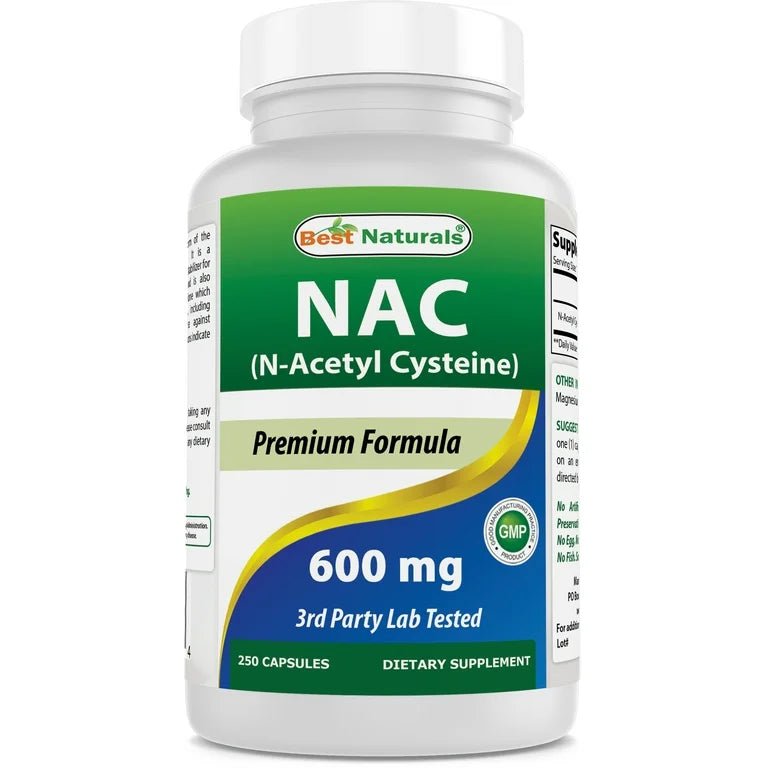 Best Naturals NAC (N - Acetyl L - Cysteine) 600 mg 250 Capsules Exp 04/2027 - Ome's Beauty Mart