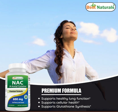 Best Naturals NAC (N - Acetyl L - Cysteine) 600 mg 250 Capsules Exp 04/2027 - Ome's Beauty Mart