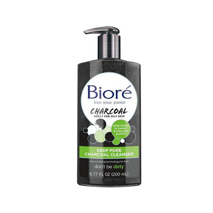 Biore Deep Pore Charcoal Daily Facial Cleanser | for Dirt & Makeup Removal | Oil Control Face Wash with Salicylic Acid | for Oily Skin, 6.77oz/200ml - Ome's Beauty Mart