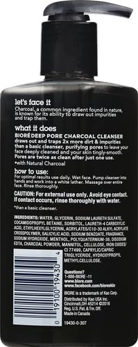 Biore Deep Pore Charcoal Daily Facial Cleanser | for Dirt & Makeup Removal | Oil Control Face Wash with Salicylic Acid | for Oily Skin, 6.77oz/200ml - Ome's Beauty Mart