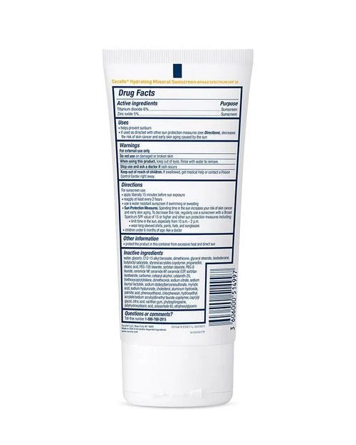 CeraVe 100% Mineral Sunscreen SPF 30 for Body | Body Sunscreen with Zinc Oxide & Titanium Dioxide | Hyaluronic Acid & Ceramides | Oil Free | Non - Greasy | Hydrating Mineral Sunscreen For Body | 5oz/150ml - Ome's Beauty Mart