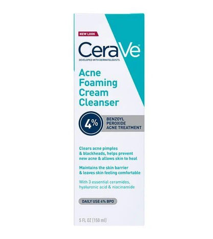 CeraVe Acne Foaming Cream Cleanser (4% Benzoyl Peroxide) Exp 05/2025 - Ome's Beauty Mart