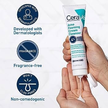 CeraVe Acne Foaming Cream Cleanser (4% Benzoyl Peroxide) Exp 05/2025 - Ome's Beauty Mart