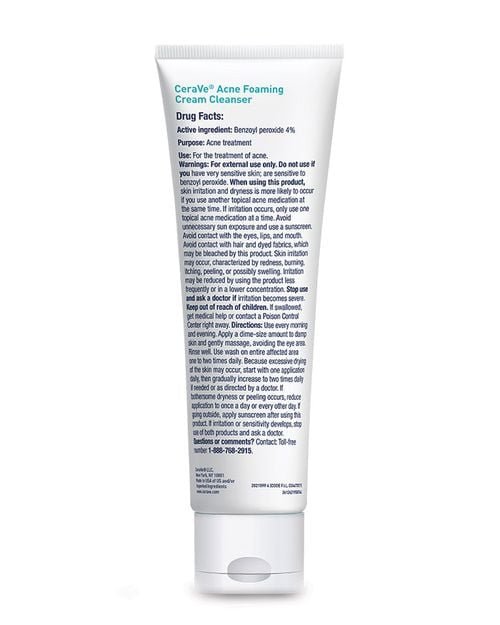 CeraVe Acne Foaming Cream Cleanser (4% Benzoyl Peroxide) Exp 05/2025 - Ome's Beauty Mart