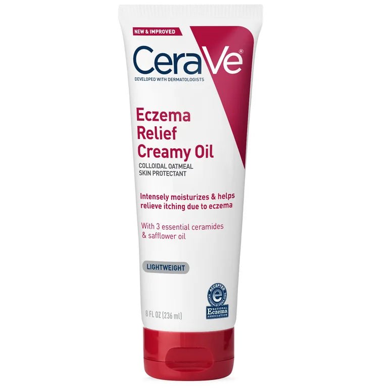 CeraVe Eczema Relief Creamy Body Oil for Extra Dry Itchy Dry Skin | with Colloidal Oatmeal | 8oz/236ml (Big Size) Exp 05/2025 - Ome's Beauty Mart