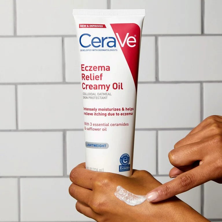 CeraVe Eczema Relief Creamy Body Oil for Extra Dry Itchy Dry Skin | with Colloidal Oatmeal | 8oz/236ml (Big Size) Exp 05/2025 - Ome's Beauty Mart