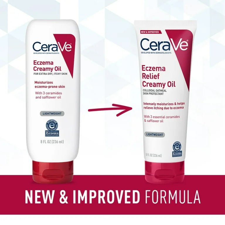 CeraVe Eczema Relief Creamy Body Oil for Itchy Dry Skin with Colloidal Oatmeal 3.4oz/100ml Exp 4/2025 - Ome's Beauty Mart