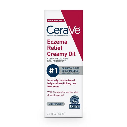 CeraVe Eczema Relief Creamy Body Oil for Itchy Dry Skin with Colloidal Oatmeal 3.4oz/100ml Exp 4/2025 - Ome's Beauty Mart