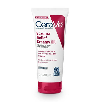 CeraVe Eczema Relief Creamy Body Oil for Itchy Dry Skin with Colloidal Oatmeal 3.4oz/100ml Exp 4/2025 - Ome's Beauty Mart