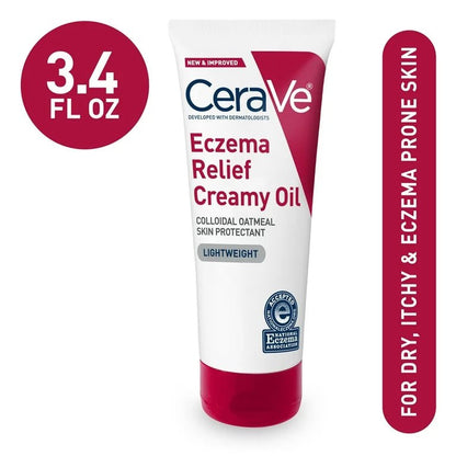 CeraVe Eczema Relief Creamy Body Oil for Itchy Dry Skin with Colloidal Oatmeal 3.4oz/100ml Exp 4/2025 - Ome's Beauty Mart