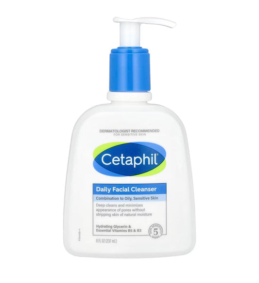 Cetaphil Daily Facial Cleanser for Sensitive, Combination to Oily Skin, 16 oz/473ml - Ome's Beauty Mart