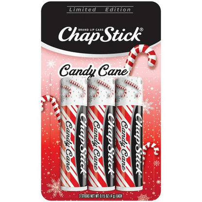 ChapStick Candy Cane Peppermint Lip Balm Tubes - 0.15 Oz (Pack of 3) - Ome's Beauty Mart