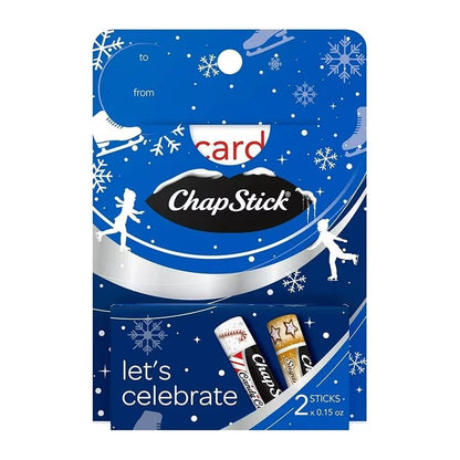 ChapStick Lets Celebrate Holiday Lip Balm in Gift Card Holder - 0.15oz Pack of 2 - Ome's Beauty Mart