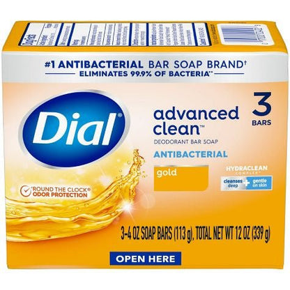 Dial® Advanced Clean Gold Antibacterial Bar Soap 4oz/113g each 3 bars - Ome's Beauty Mart