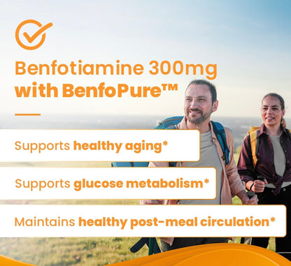 Doctor's Best Benfotiamine 300 with BenfoPure | With L - Leucine | 300mg per Capsule | Helps Maintain Healthy Glucose Metabolism | 60 Capsules Exp Nov 2026 - Ome's Beauty Mart