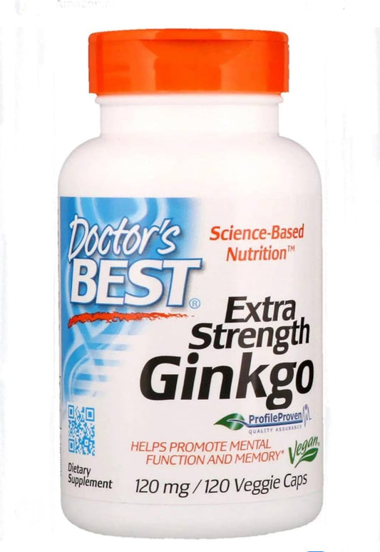 Doctor's Best Extra Strength Ginkgo 120mg | Promotes Healthy Brain Function, Mental Alertness and Memory | 120 Capsules Exp Jan/2027 - Ome's Beauty Mart