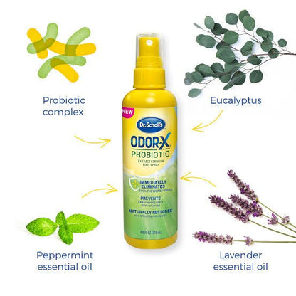 Dr. Scholl's Odor-X Foot Odor Probiotic Foot Spray 4 oz - Ome's Beauty Mart