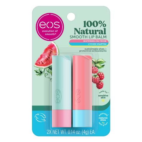 eos 100% Natural Lip Balm Sticks | Watermelon Frosé and Lychee Martini | 2 x 0.14oz 2pk - Ome's Beauty Mart