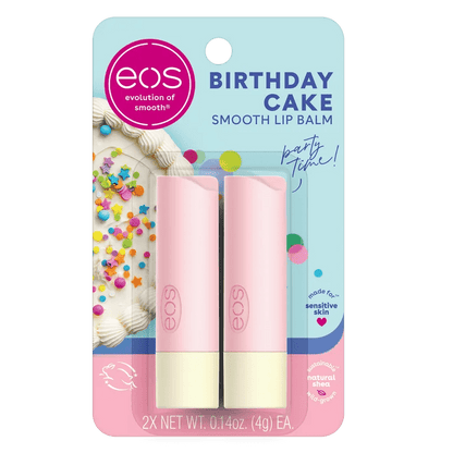 Eos Natural Shea Smooth Lip Balm - Birthday Cake | 0.14 oz | 2 - Pack - Ome's Beauty Mart