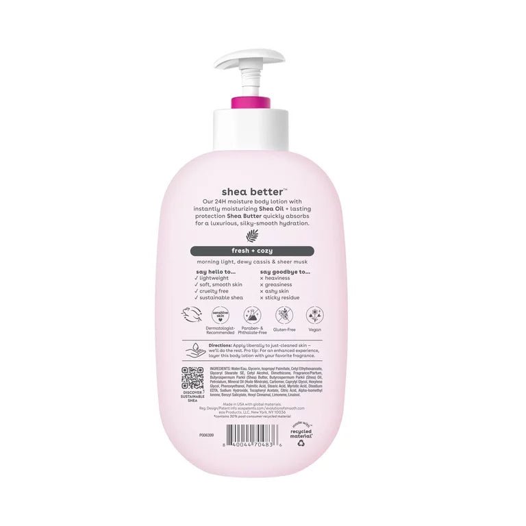 eos Shea Better Body Lotion - Fresh & Cozy, 24H Moisture for Dry Skin, 16 fl.oz/473ml - Ome's Beauty Mart