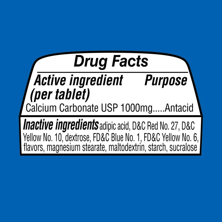 Equate Ultra Strength Antacid Calcium Carbonate 1000mg | Assorted Fruit Flavor 72 Chewable Tablets Exp 06/2026 - Ome's Beauty Mart