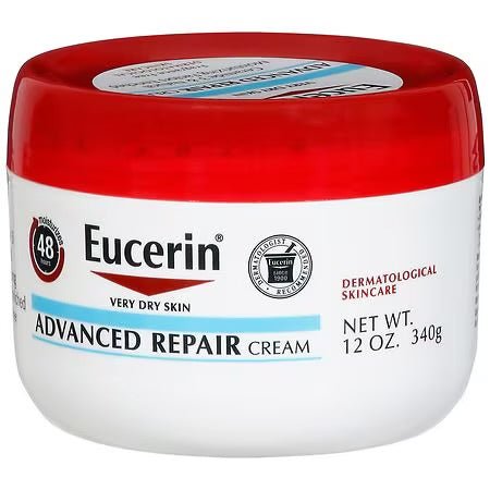 Eucerin Advanced Repair Body Cream for Very Dry Skin, Fragrance Free Daily Body Moisturizer, 340g/12oz Jar - Ome's Beauty Mart