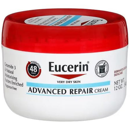 Eucerin Advanced Repair Body Cream for Very Dry Skin, Fragrance Free Daily Body Moisturizer, 340g/12oz Jar - Ome's Beauty Mart