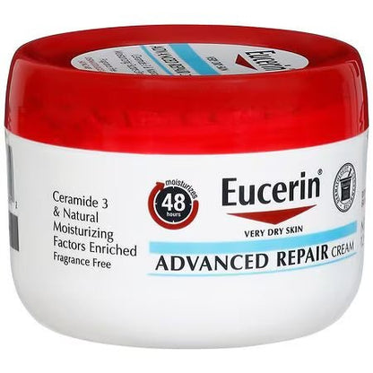 Eucerin Advanced Repair Body Cream for Very Dry Skin, Fragrance Free Daily Body Moisturizer, 340g/12oz Jar - Ome's Beauty Mart