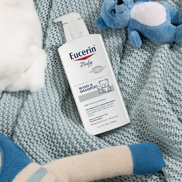 Eucerin Baby Shampoo and Body Wash | Tear - Free | Unscented 13.5fl.oz/400ml - Ome's Beauty Mart