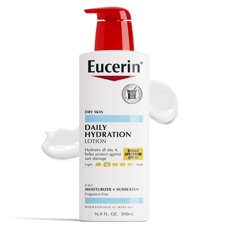 Eucerin Daily Hydration Broad Spectrum SPF 15 Body Lotion, 16.9oz/500ml - Ome's Beauty Mart