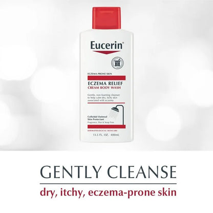 Eucerin Eczema Relief Cream Body Wash, Fragrance Free, 13.5fl.oz/400ml - Ome's Beauty Mart