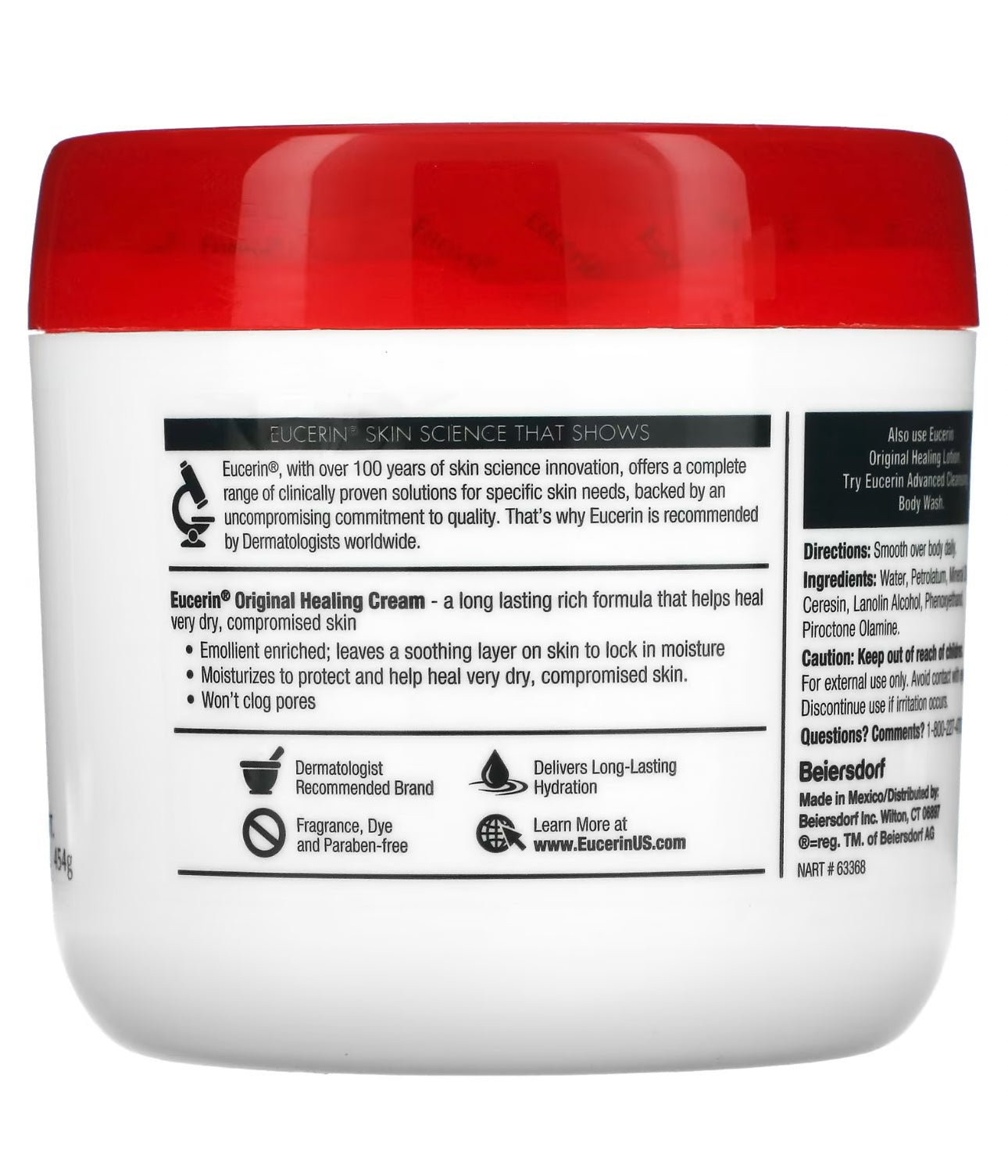 Eucerin Original Healing Rich Cream for Extremely Dry Compromised Skin 16oz/454g (Broken Cap & Seal - See last Picture - Ome's Beauty Mart