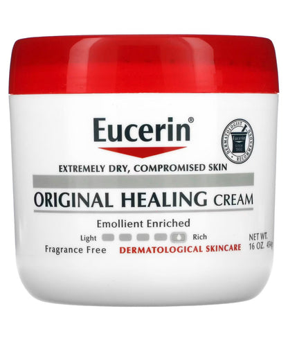 Eucerin Original Healing Rich Cream for Extremely Dry Compromised Skin 16oz/454g (Broken Cap & Seal - See last Picture - Ome's Beauty Mart