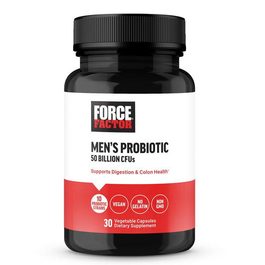 FORCE FACTOR Men’s Probiotics | 50 Billion CFUs | 10 ProbioticStrains | Supports Digestive, Gut and Colon Health 30 Capsules Exp 08/2025 - Ome's Beauty Mart