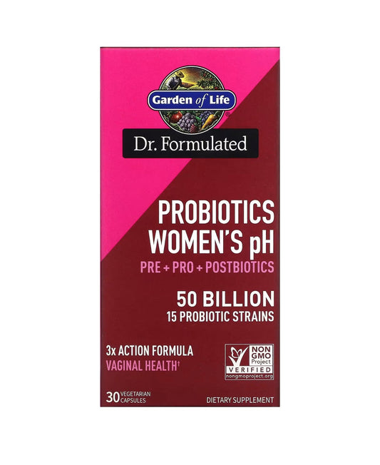 Garden of Life Dr Formulated 3 - in - 1 Complete Prebiotics, Postbiotics & Probiotics for Women, PRE + PRO + POSTBIOTIC | Supports Women’s Digestive, Immune & Vaginal Health | 30 Capsules Exp 08/2025 - Ome's Beauty Mart