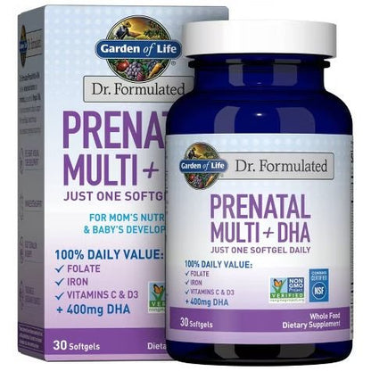 Garden of Life Dr. Formulated Prenatal Multi + DHA - 30 Softgels Exp 09/2026 - Ome's Beauty Mart