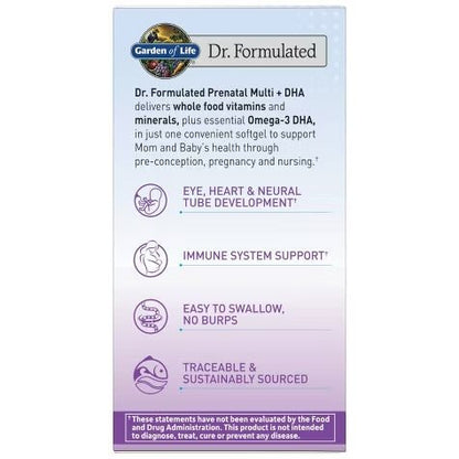 Garden of Life Dr. Formulated Prenatal Multi + DHA - 30 Softgels Exp 09/2026 - Ome's Beauty Mart