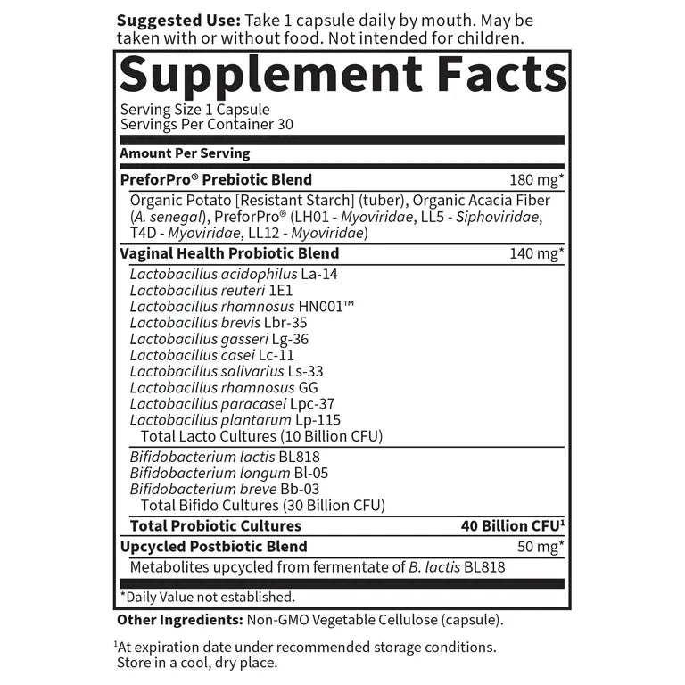 Garden of Life Feminine pH Daily Care Probiotics 40 Billion CFU - 13 Probiotic Strains | Prebiotics + Probiotics + Postbiotics | Yeast & Bacteria Balance, Healthy pH| 30 capsules Exp 4/2026 - Ome's Beauty Mart