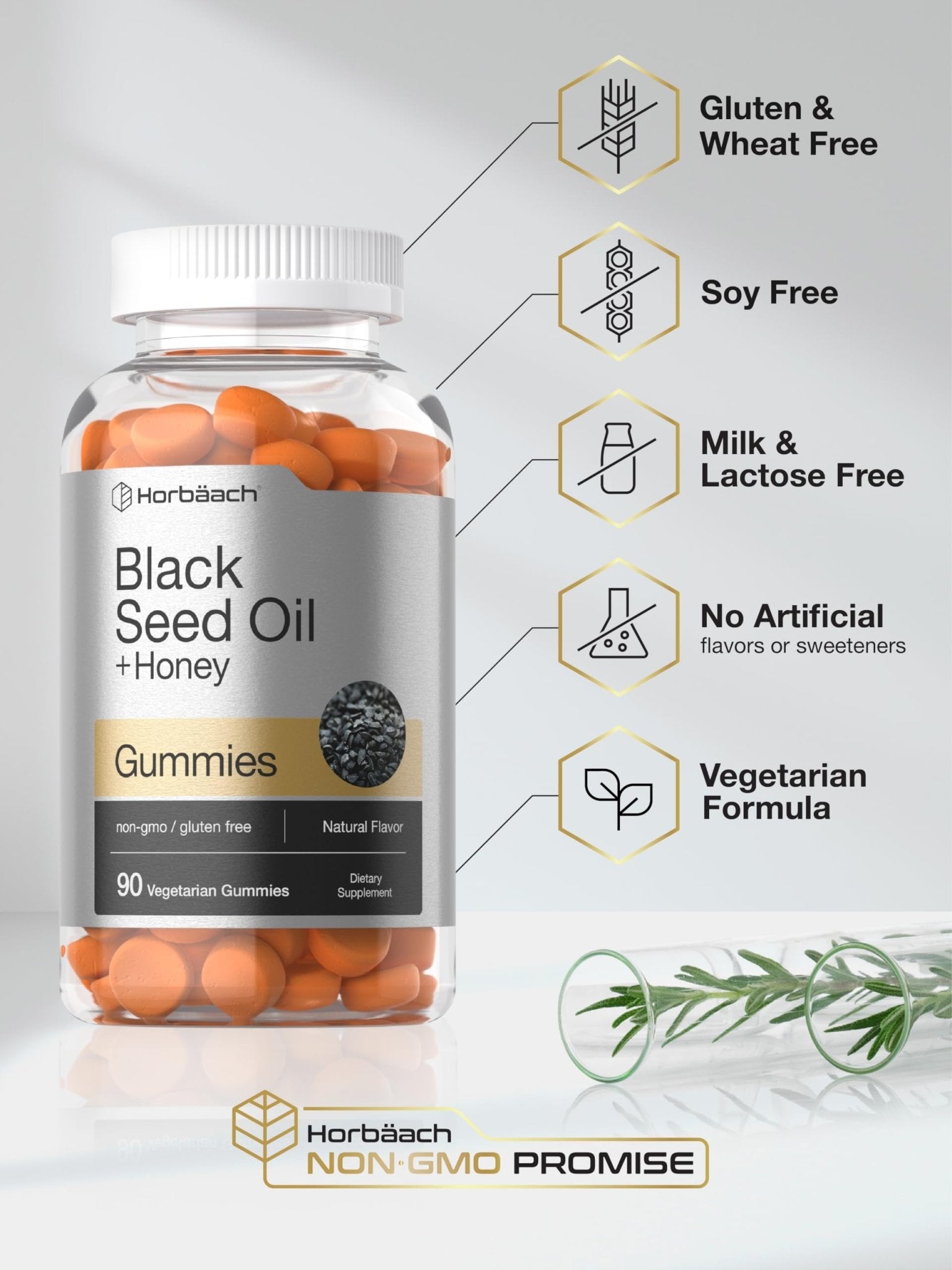 Horbäach Black Seed Oil Complex Gummies | with Honey, Turmeric, Apple Cider Vinegar, Pomegranate, Beetroot | Source of Omega 6 & 9 | Nigella Sativa | 90 Gummies Exp 09/2025 - Ome's Beauty Mart