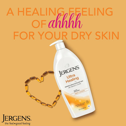 Jergens Ultra Healing Hand and Body Lotion | Extra Dry Skin Moisturizer | With Vitamins C, E, B5 | 26.5oz/783ml - Ome's Beauty Mart