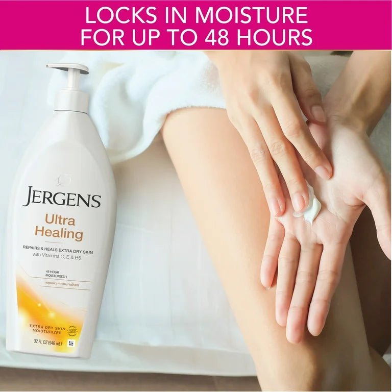 Jergens Ultra Healing Hand and Body Lotion | Extra Dry Skin Moisturizer | With Vitamins C, E, B5 | 26.5oz/783ml - Ome's Beauty Mart