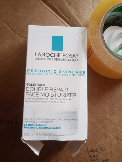 LA ROCHE - POSAY TOLERIANE DOUBLE REPAIR FACE MOISTURIZER Exp 08/2026 **(Torn pack during shipping see last 2 pictures) - Ome's Beauty Mart