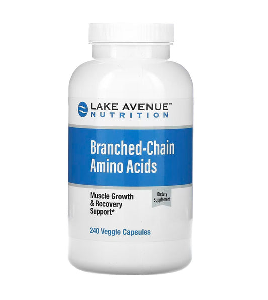 Lake Avenue Nutrition Branched - Chain Amino Acids | L - Leucine, L - Isoleucine, and L - Valine | 240 Veggie Capsules Exp 03/2028 - Ome's Beauty Mart