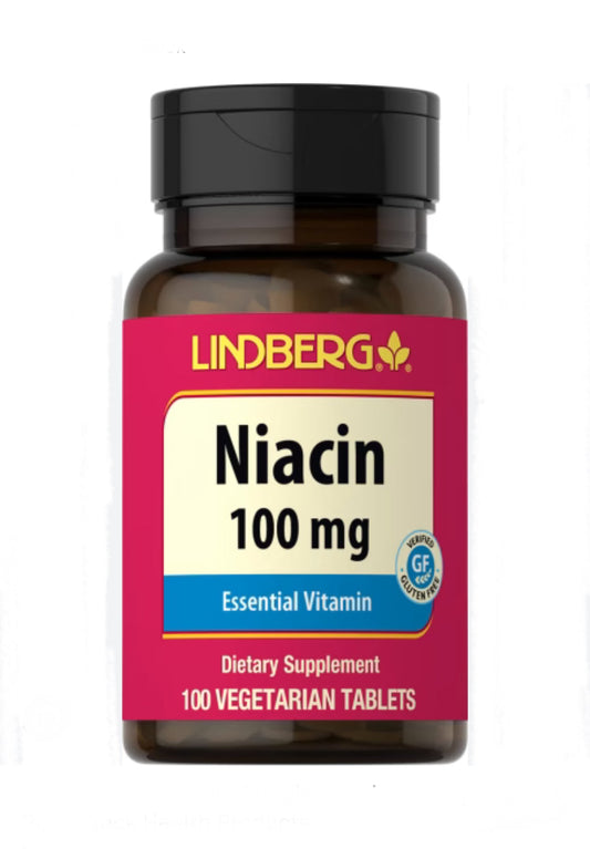 Lindberg Niacin (Vitamin B3) 100mg |100 Tablets Exp 07/2026 - Ome's Beauty Mart