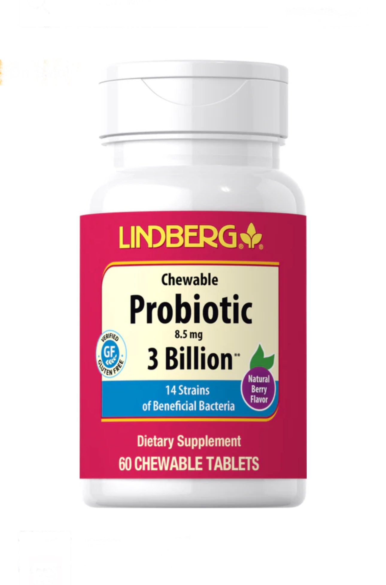 Lindberg Probiotic Chewable 3 Billion 14 Strains | Natural Berry Flavor | 60 Chewable Tablets Exp 02/2026 - Ome's Beauty Mart