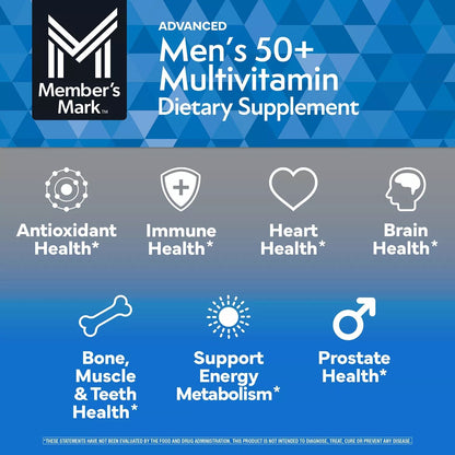 Member's Mark Advanced Men's 50+ Multivitamin | for Men over 50 | with Saw Palmetto, Boron, Lutein & 26 Essential Nutrients | 9 Months Supply | 275 Tablets Exp 04/2026 - Ome's Beauty Mart