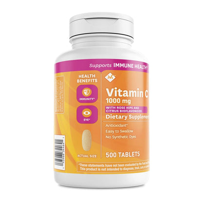 Member's Mark Vitamin C 1000 mg | with Citrus Bioflavonoids & Rose Hips | 1000mg per Tablet | Ideal for couples, parents or friends to split | 500 Tablets Exp 12/2025 - Ome's Beauty Mart